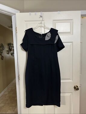 Classic Navy Sheath Dress with Sailor Collar